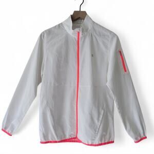 Champion Elite White Windbreaker Jacket Neon Pink Trim Size Medium